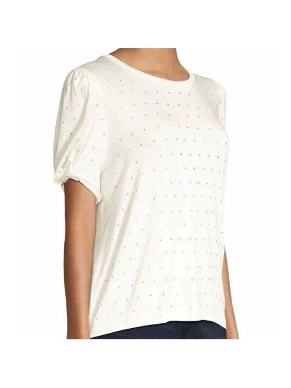Generation Love Amelia Crystal Embellished Puff Sleeve Top White M